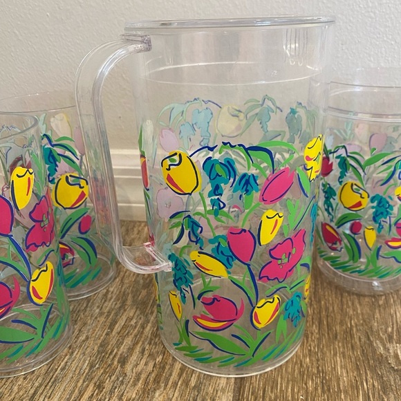 Vintage Acrylic 70s/80s Pitcher With Lid Cups Set - Picture 8 of 12